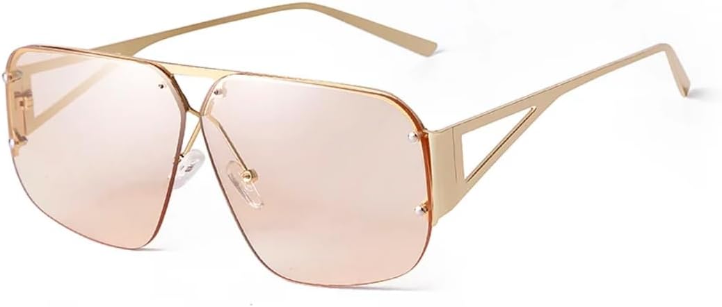 

Большие солнцезащитные очки для женщин и мужчин в стиле ретро, ​​без оправы, с металлическим каркасом, градиентным затемнением, защитой от УФ-излучения UV400 VFDHN, C6 Light Brown