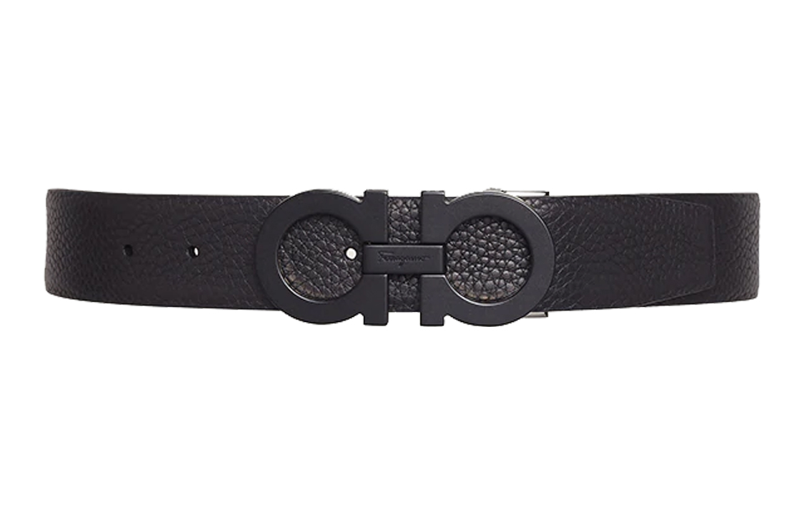 

Ferragamo Мужской ремнь из телячьей кожи черный 3.5 см, Black