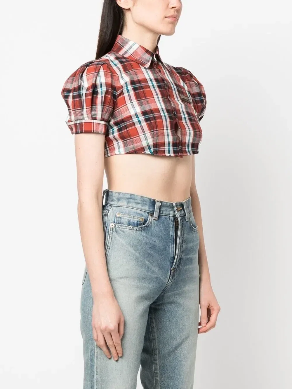 Рубашка в клетку с рукавами-фонариками Dsquared2, красный — фото 3