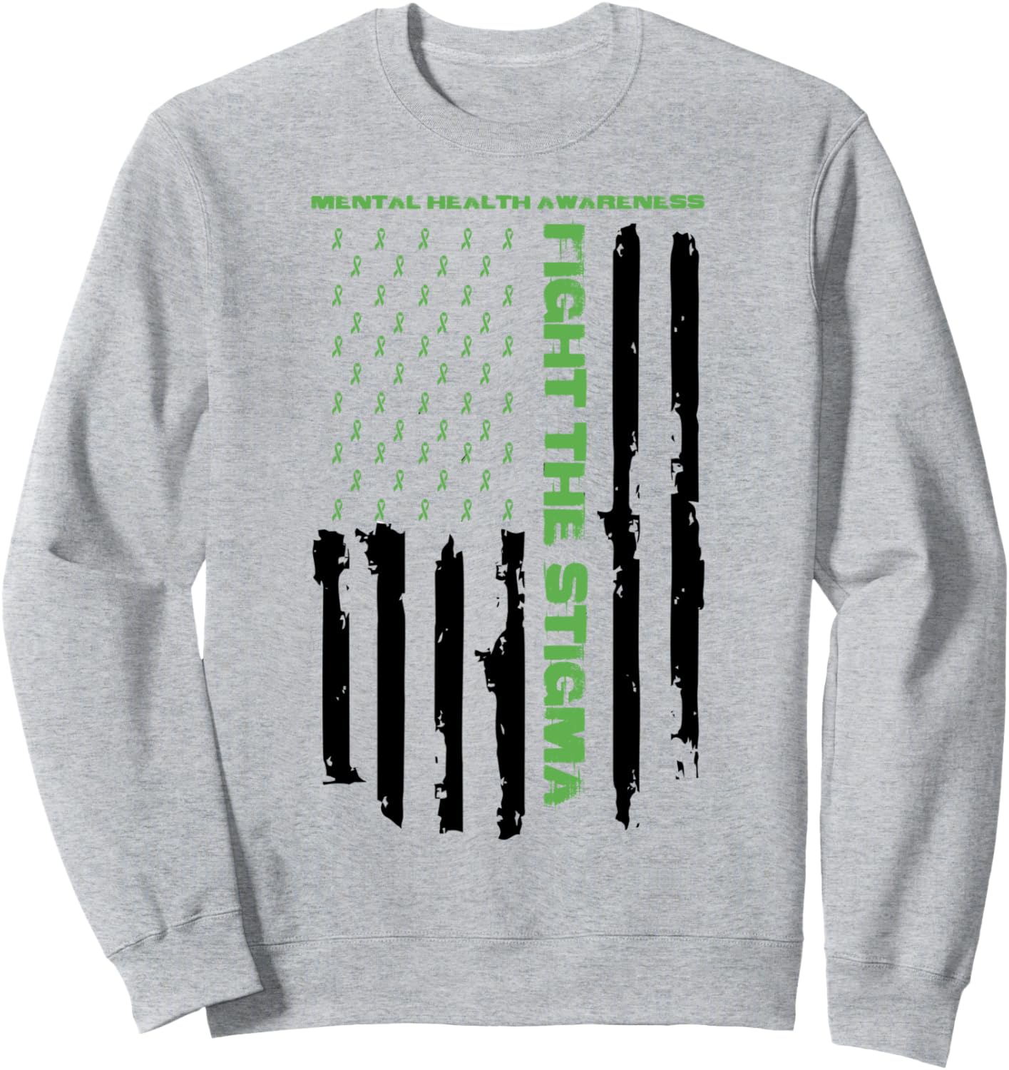 

Месяц осведомленности о психическом здоровье. Борьба со стигмой. Толстовка с американским флагом, серая (серый меланж), размер S End The Stigma - Mental Health Awareness Apparel