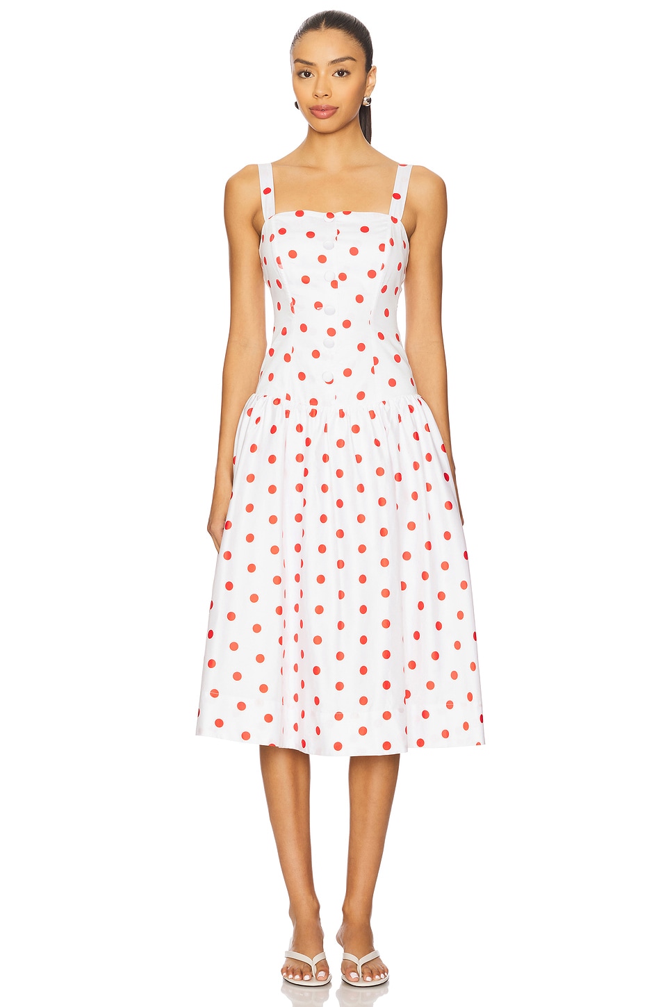 

Midi-платье с красными точками For Love & Lemons, white
