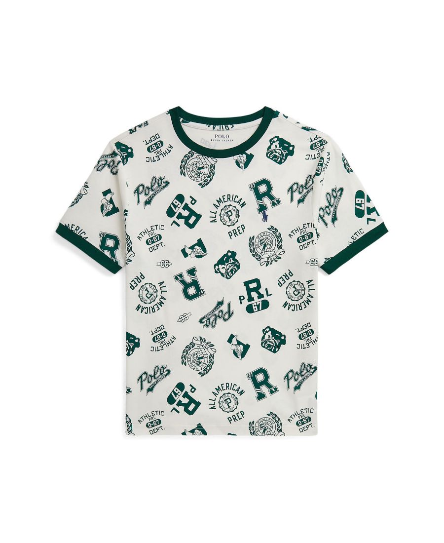 

Футболка с графическим принтом из хлопкового трикотажа для мальчиков Polo Ralph Lauren, Team spirit toss print