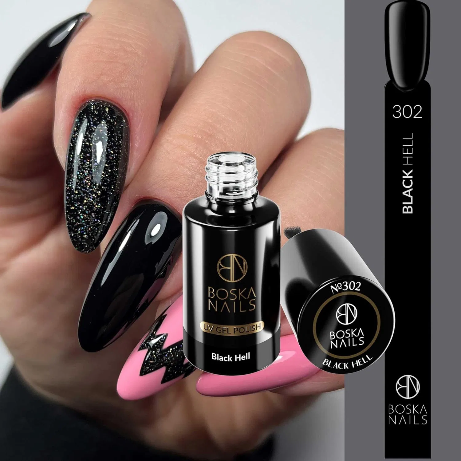Набор из двух гибридных гель-лаков Boska Nails DIVINE Collection, белый и черный, 6 мл Boska Nails — фото 3