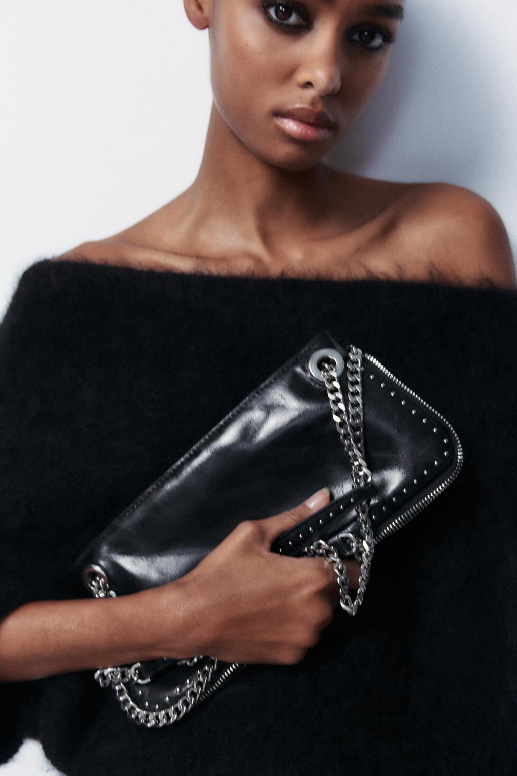

Удлиненная сумка с шипами ZARA, черный