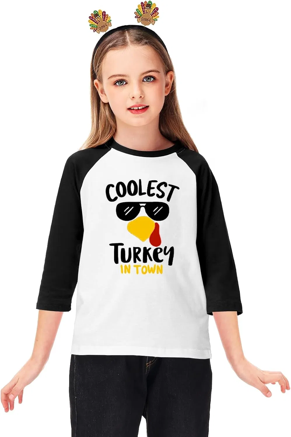 Детская футболка с принтом Remimi, 3/4 рукав реглан, цвет Coolest Turkey — фото 2
