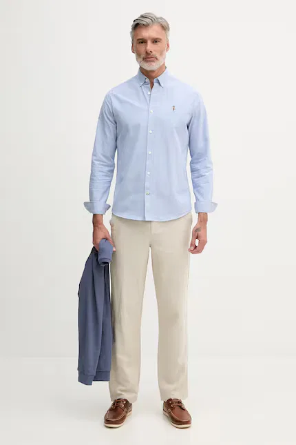 Рубашка хлопковая PEACHED OXFORD LS U.S. Polo Assn., синий — фото 2