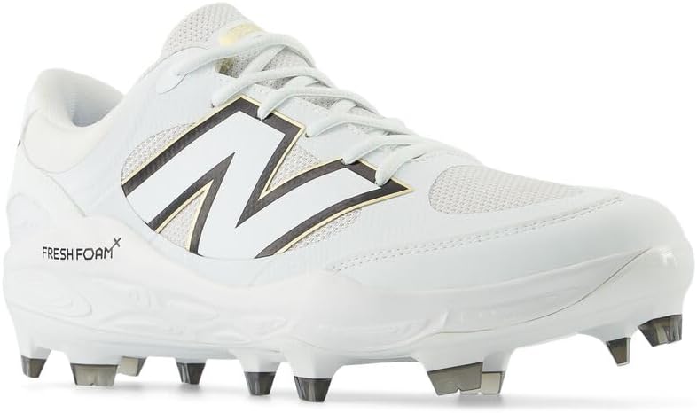 Мужские бейсбольные кроссовки New Balance Fresh Foam 3000 V7, Mercury Red/Gold, размер 6.5 M, белый/черный — фото 3