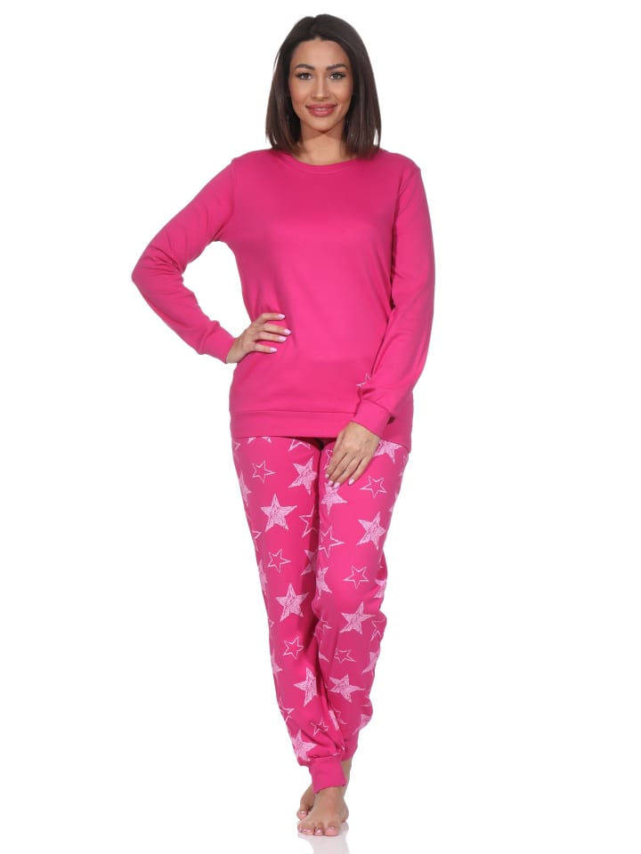 

NORMANN Мягкая пижама из трикотажа с длинными рукавами и узором в виде звезд, розового цвета