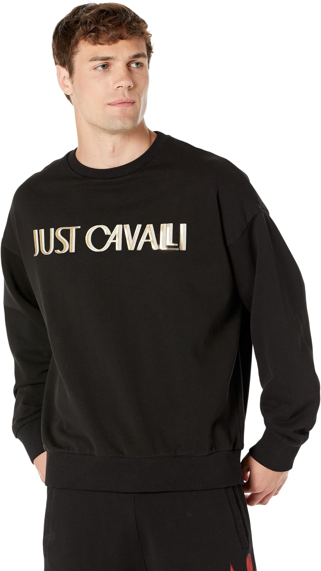 

Толстовка Just Cavalli Soho Crew Neck Sweatshirt with "Palm Spring Logo" Print, черный