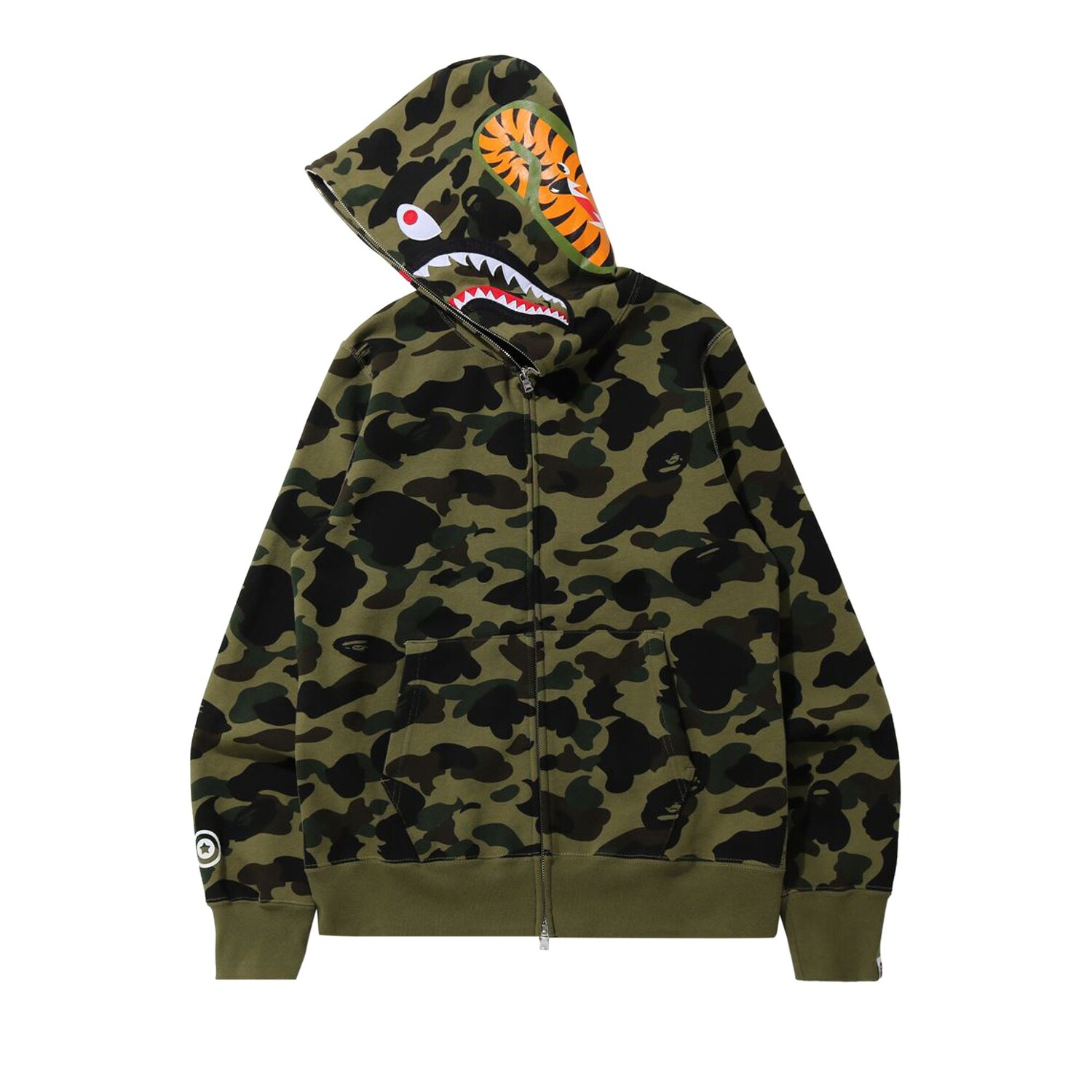 BAPE 1st Camo Shark Толстовка на молнии на всю длину, цвет Зеленый — фото 2