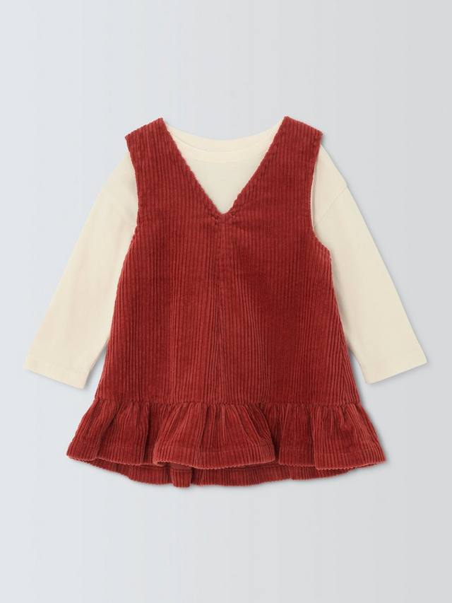 

Комплект из вельветового сарафана и блузки с длинными рукавами для малышей John Lewis, Red