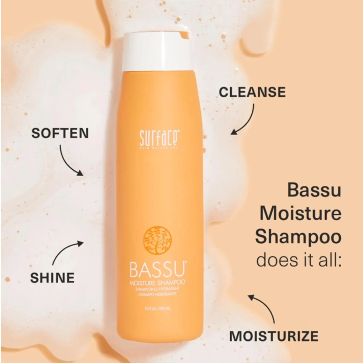 Набор из двух средств Surface Hair Bassu Moisture: шампунь и кондиционер, восстанавливает осветленные, сухие и поврежденные волосы. — фото 2