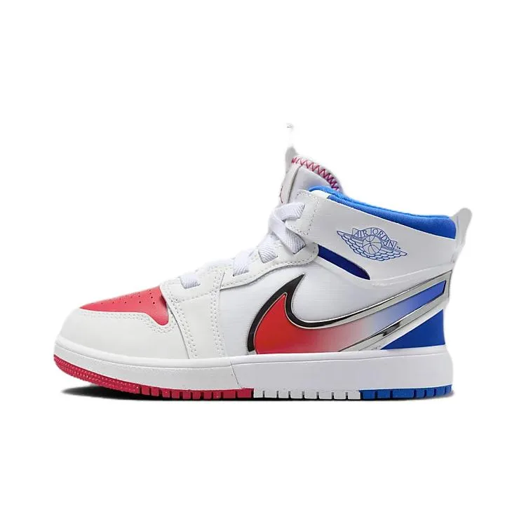 Jordan Кроссовки детские баскетбольные mid top Air 1 Abrasion Resistant бело-сине-красные для детей 3-7 лет