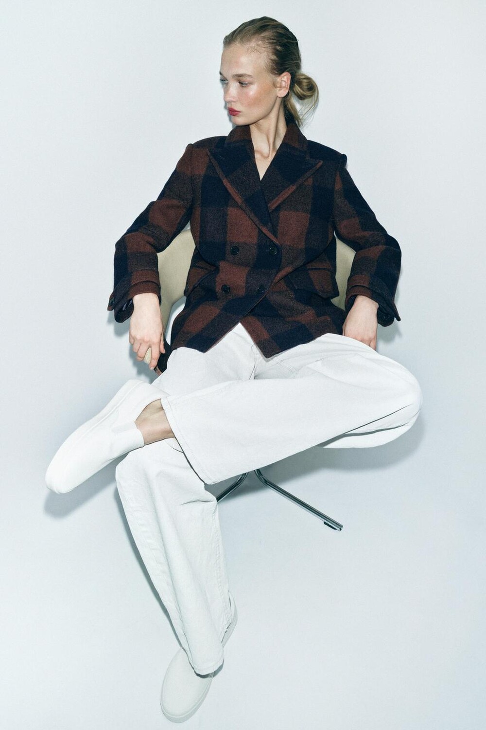 

Пальто из шерсти мантеко ZARA, коричневый-синий