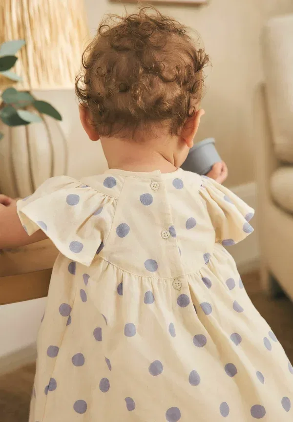 Платье повседневное Next, Set day dress, голубой/экрю крапинка
