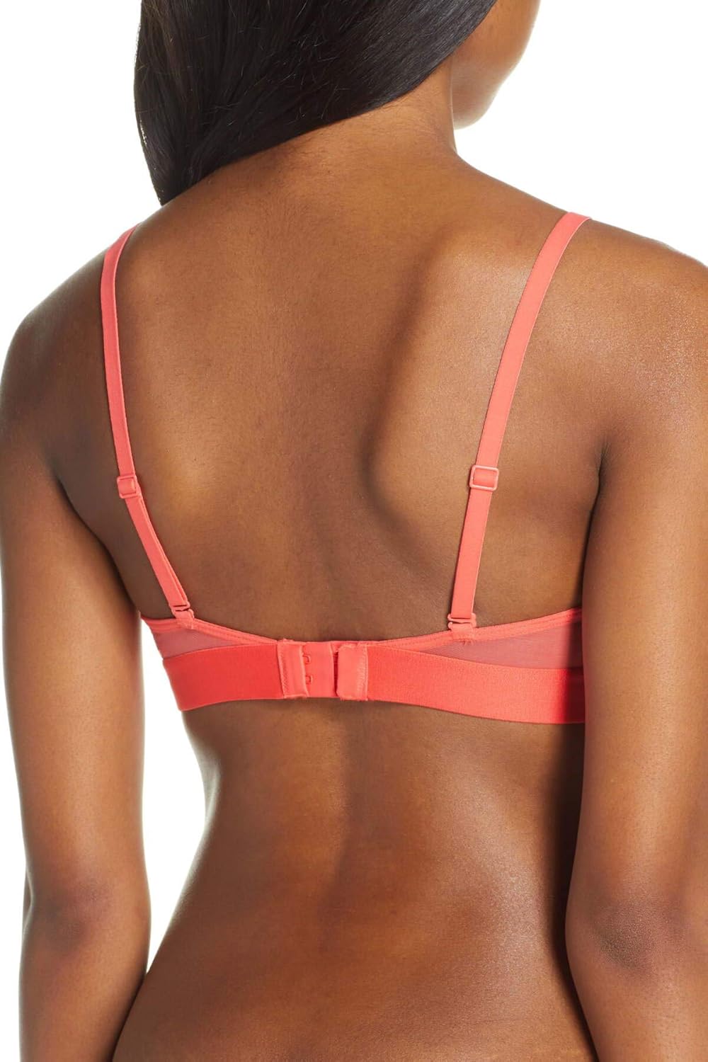 Женский однотонный логотип Calvin Klein с сетчатым треугольником без подкладки, Pink Mango — фото 2