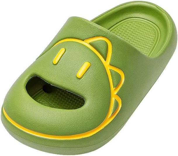 

Милые домашние тапочки с лицом динозавра, детские сандалии для улицы и дома, желтые нескользящие сабо с текстурированной подошвой Cheerful Kids