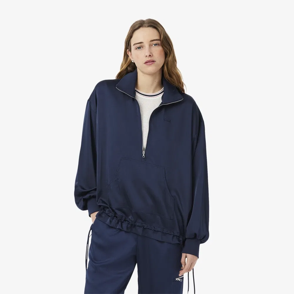 Рубашка женская Lacoste Fluid Half-Zip, темно-синяя