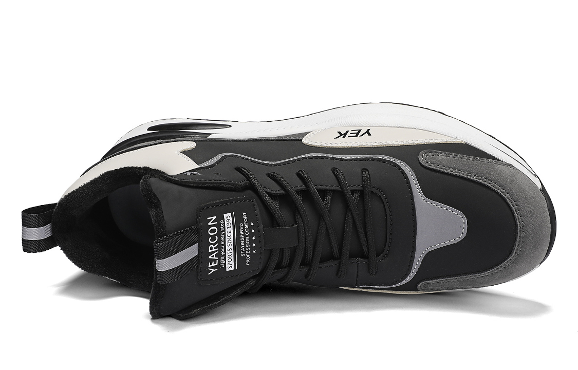 Кроссовки мужские Mid Top черные/бежевые белые YEARCON — фото 3