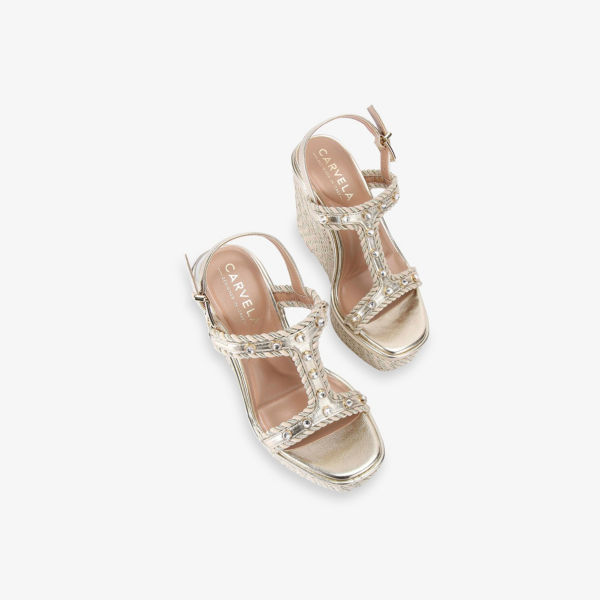 Сандалии Carvela Sorella на клиновидной подошве с веревочными деталями, золотой — фото 2