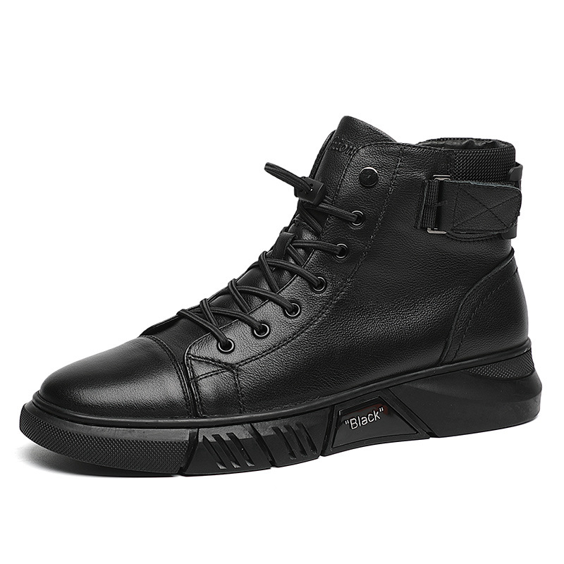 

SENJIALUO Чёрные мужские ботинки на щиколотку с мягкой подкладкой, цвет Black Padded