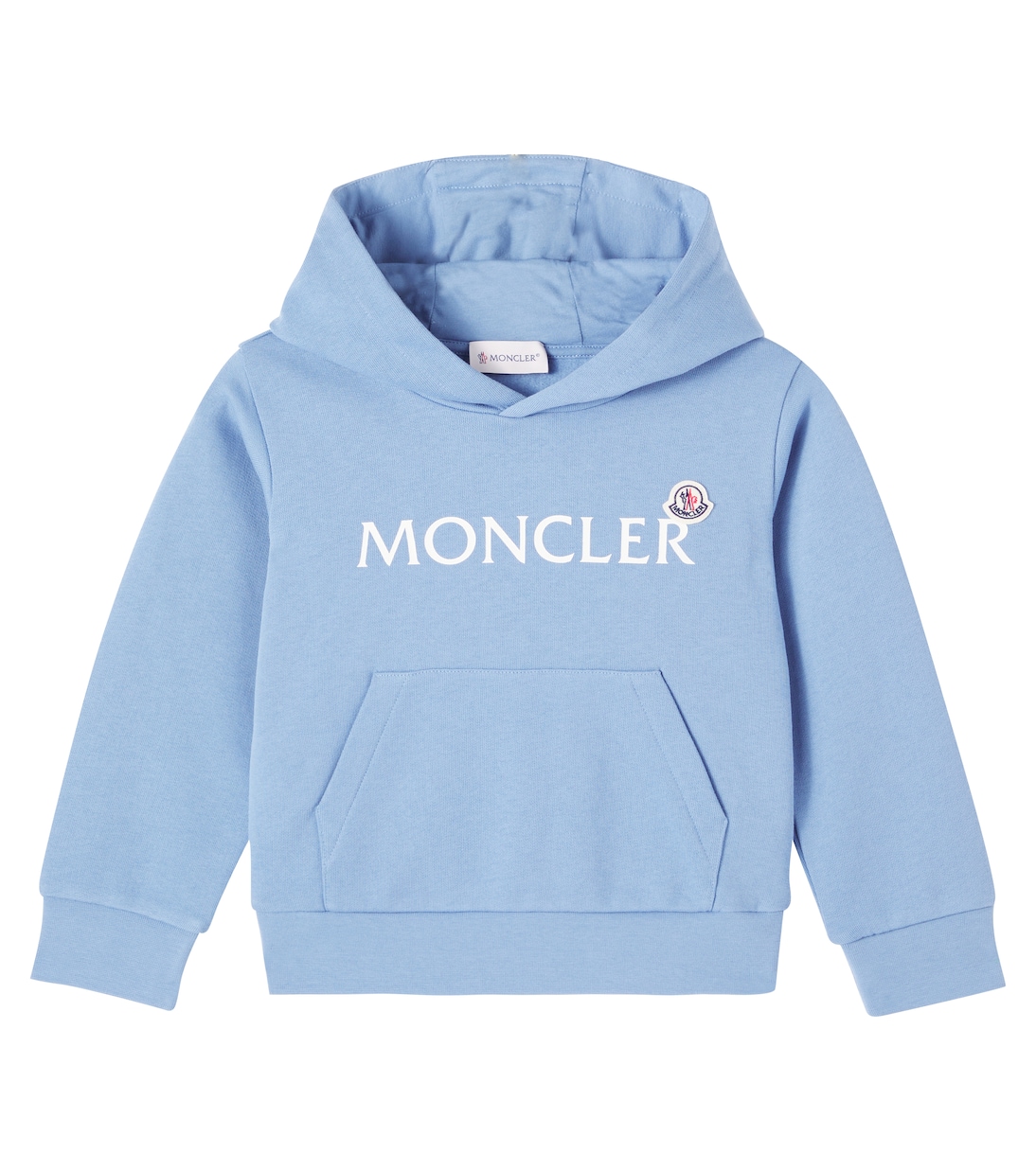 

Хлопковый худи с логотипом Moncler Enfant, светло-синий