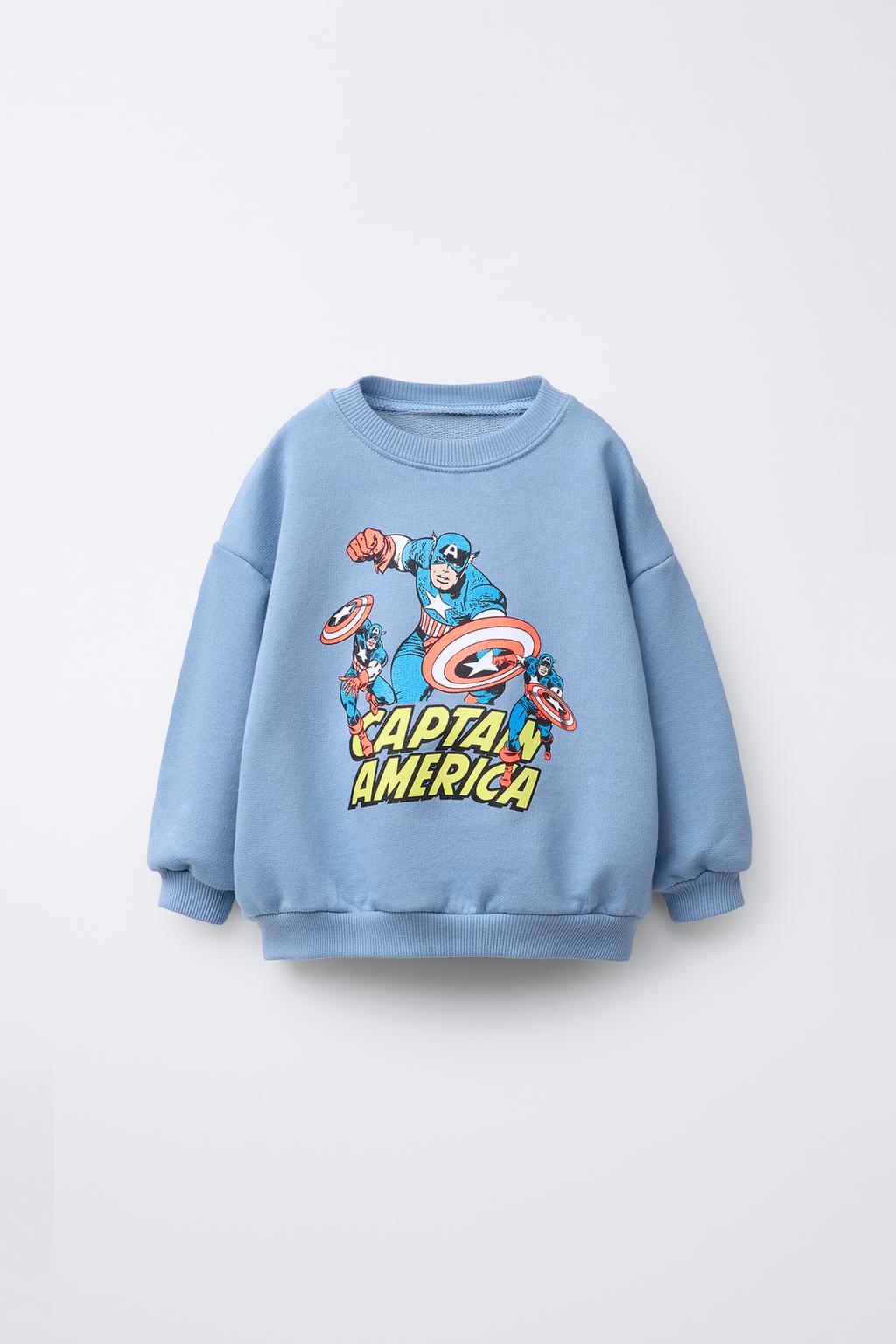 

Толстовка с принтом captain america marvel ZARA, светло-синий