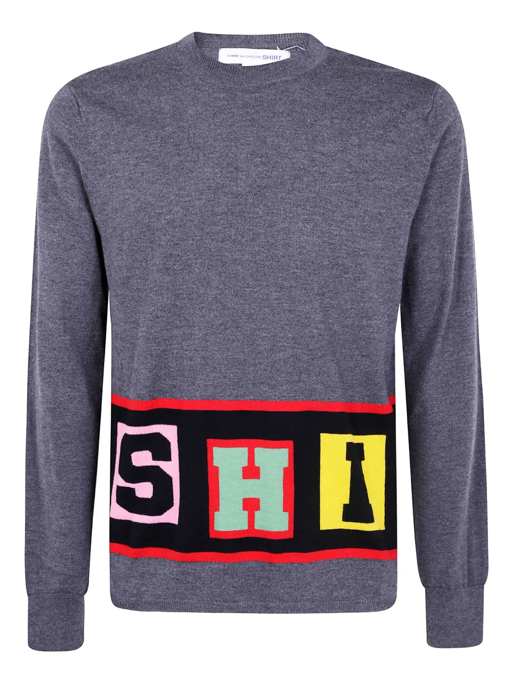 

Вязаный свитер с буквенным принтом Comme Des Garçons Shirt, серый