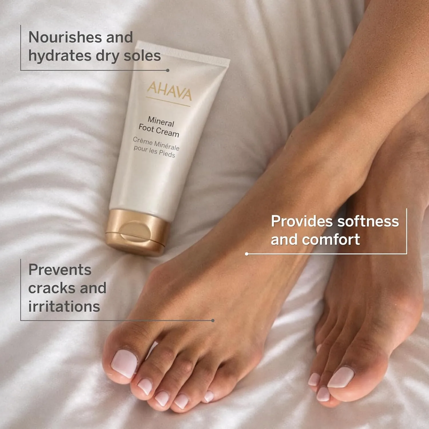 AHAVA Dead Sea Water Mineral Foot Cream - питает и увлажняет сухие стопы, предотвращает трещины и раздражения, с экстрактом листьев гамамелиса, смесью Osmoter, маслами жожоба, авокадо, сладкого миндаля и зародышей пшеницы 151 мл (1 шт.) — фото 3