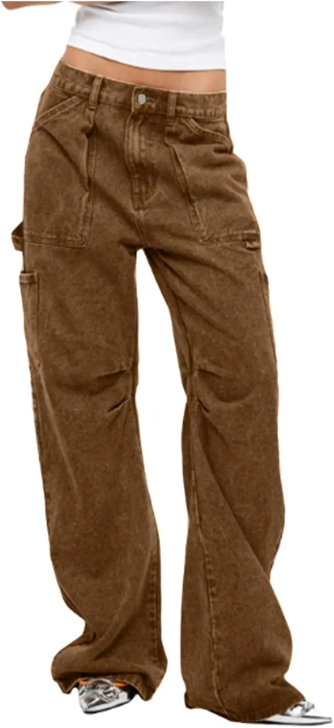 Женские джинсы Mid Waisted Straight Wide Leg, Stretchy, Tummy Control