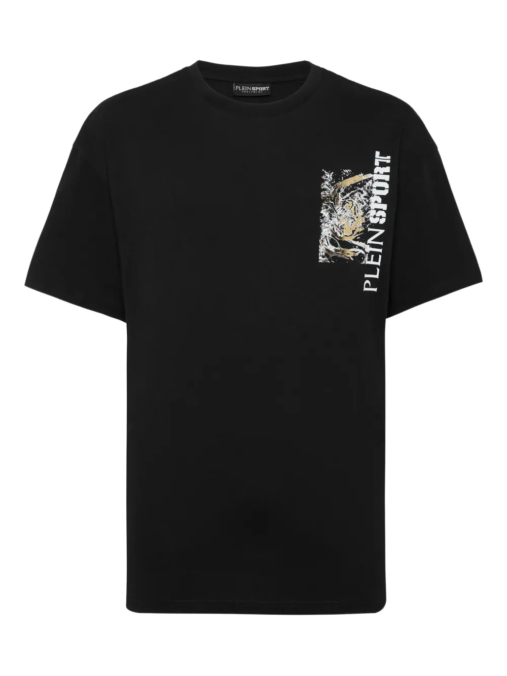 

Футболка из хлопка с тигровым принтом Plein Sport, черный