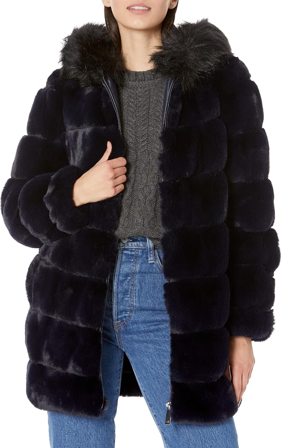 

Куртка с капюшоном из искусственного меха Calvin Klein, Navy