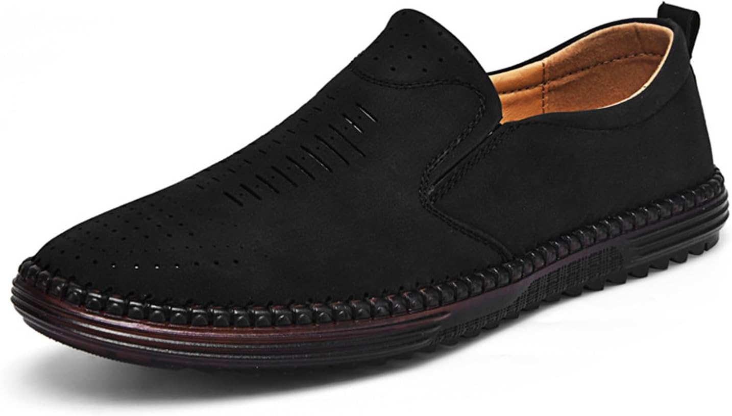 

Мужские слипоны-лоферы из ортопедической кожи - противоскользящие, дышащие и удобные с поддержкой свода стопы для ношения в течение всего дня, мужские лоферы и мокасины Generic, черный