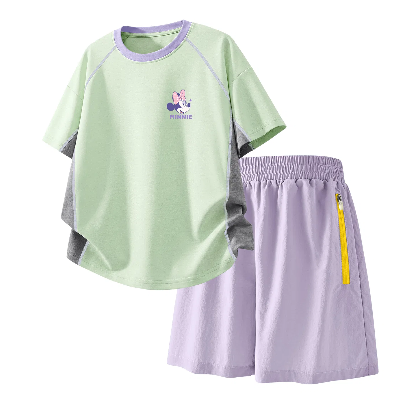 Детский спортивный костюм Casual Sportswear 2 Piece Set Disney, Coconut Palm Mickey K White+Solid Color Camellia Green — фото 4