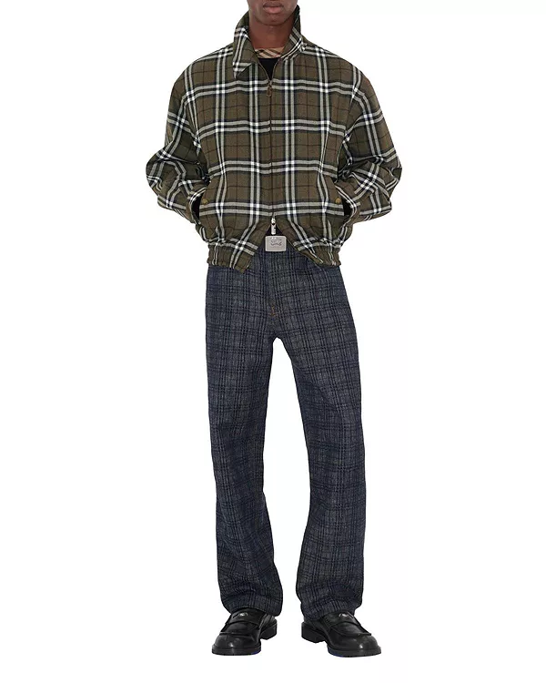 

Куртка-Харрингтон из клетчатой шерсти Burberry, зеленый