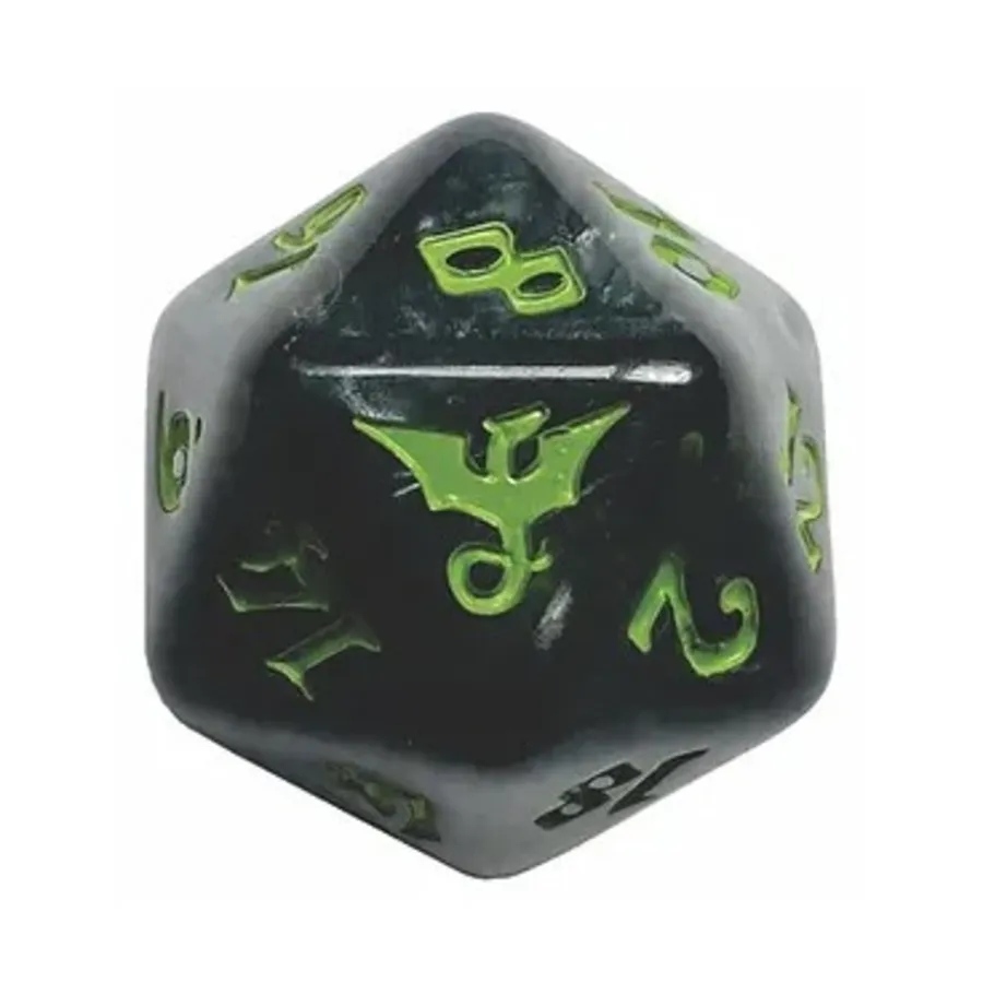 

d20 Черный водоворот с зеленым, Dragon Dice (Black Oak)