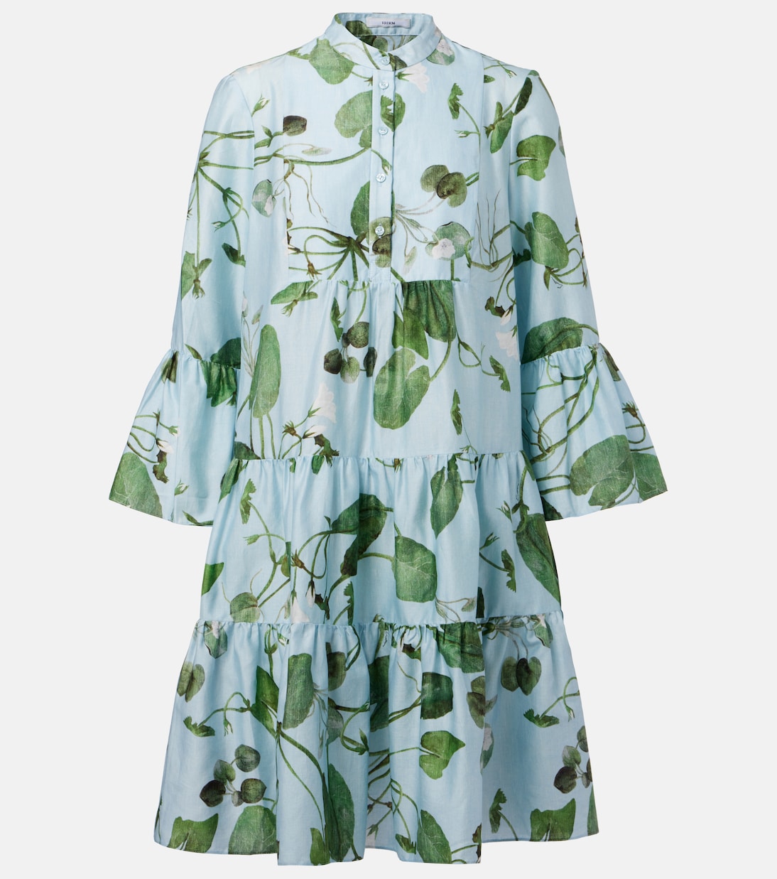

Многоярусное цветочное хлопковое мини-платье Erdem, Lilypad Vine Pool Blue