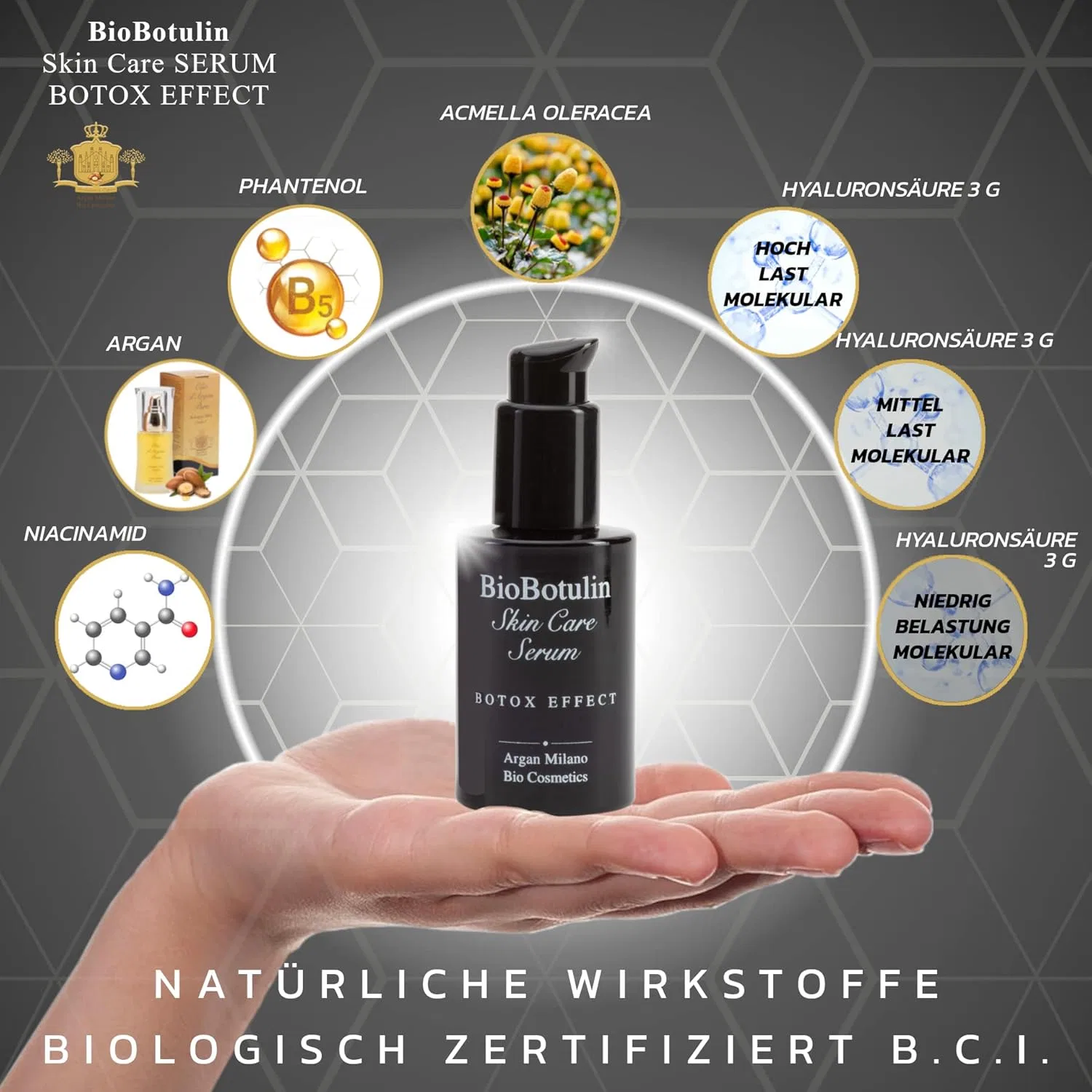 Сыворотка Argan Milano Bio Cosmetics — Для лица BioBotulin Skin Care с эффектом ботокса, 30 мл — фото 4