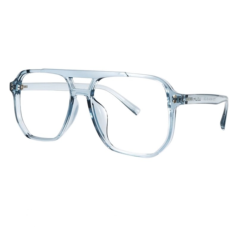 

MUZU Авиаторские очки унисекс прозрачные, Translucent blue-C08 with 0 degree anti-blue light lenses