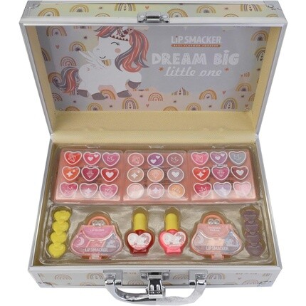 

Lip Smacker Подарочный набор для макияжа Beauty Train Case All-In-One для девочек - 22 блеска для губ, 9 кремовых теней для век, 2 лака для ногтей, 4 мерцающие пудры и заколки для волос