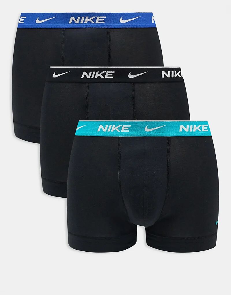 

Комплект из 3 пар трусов-брифов Nike Everyday из эластичного хлопка с поясом пастельно-голубого, черного и синего цветов