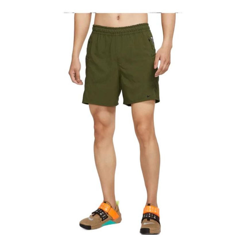 

Шорты Men's Nike Dri-Fit Solid Color Rear Zipper Pocket Elastic Waistband Straight Shorts Military Green DQ4817-326