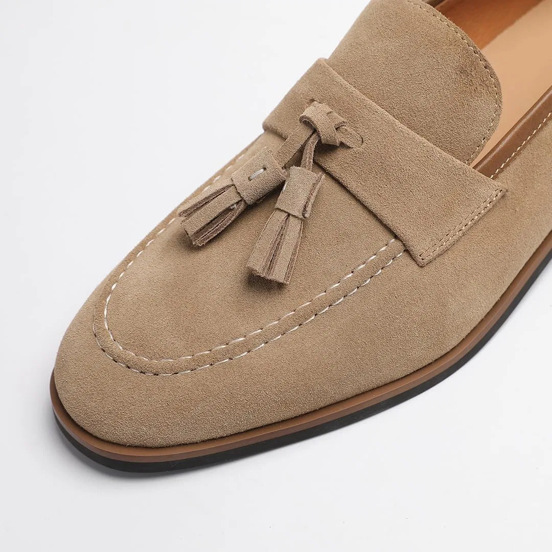 Лоферы мужские из телячьей кожи с кисточками, Light Brown (suede) FIAVOM — фото 3