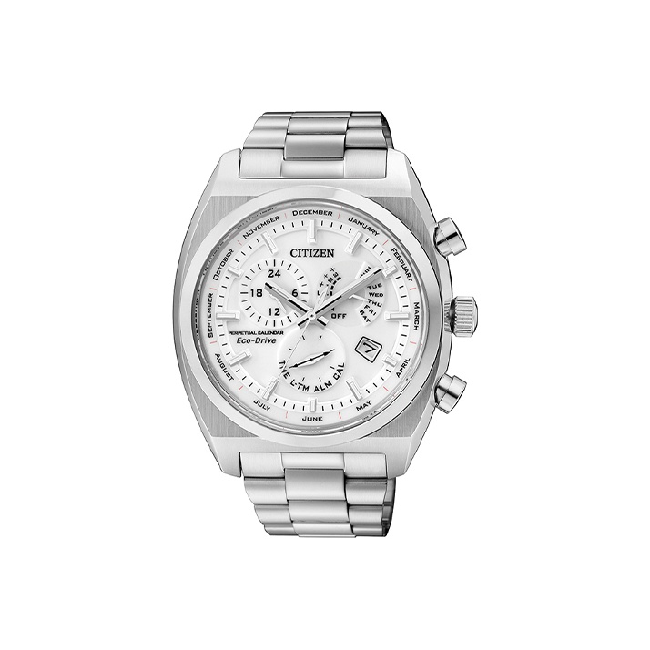 

CITIZEN Часы Men's Ecology Drive Collection Watch, White Dial Steel Band