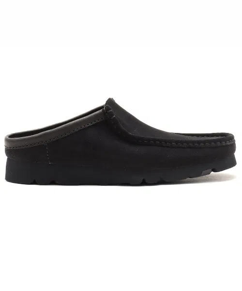 Кроссовки Clarks Wallabee Slip на шнуровке, из замши, на подошве Vibram, цвет чёрный — фото 4