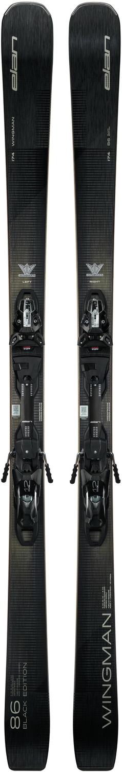 

Новые лыжи Elan Wingman 86 Black Edition 2026 года, длина 182 см, с креплениями EMX 12 GW Fusion