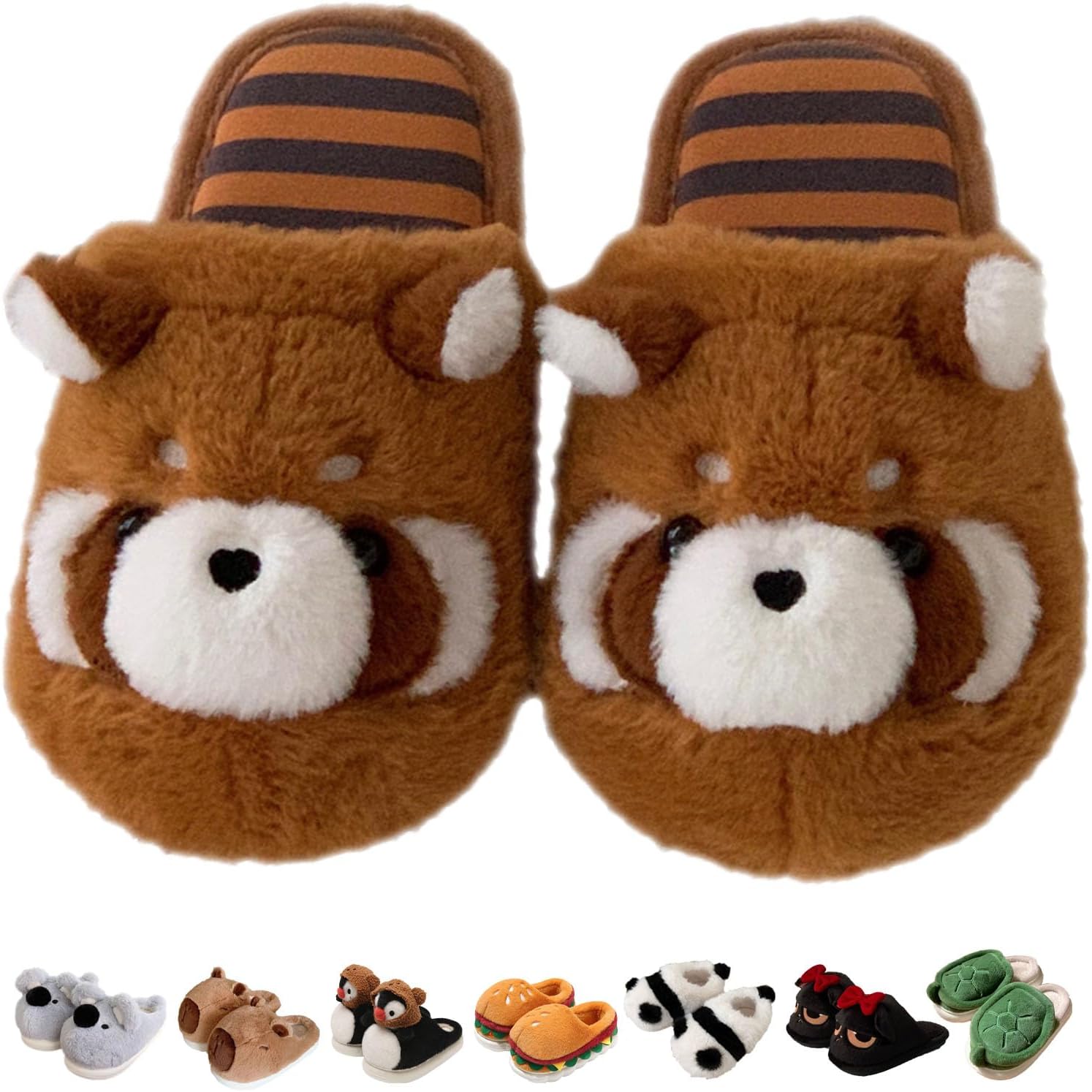 

Тапочки Jfxgjuv Koala, милые плюшевые тапочки в виде животных для женщин и мужчин: носорог, енот, ленивец, пингвин, панда, кот. Мягкие тапочки с эффектом памяти, теплые и пушистые для зимы, для дома и улицы, коричневый