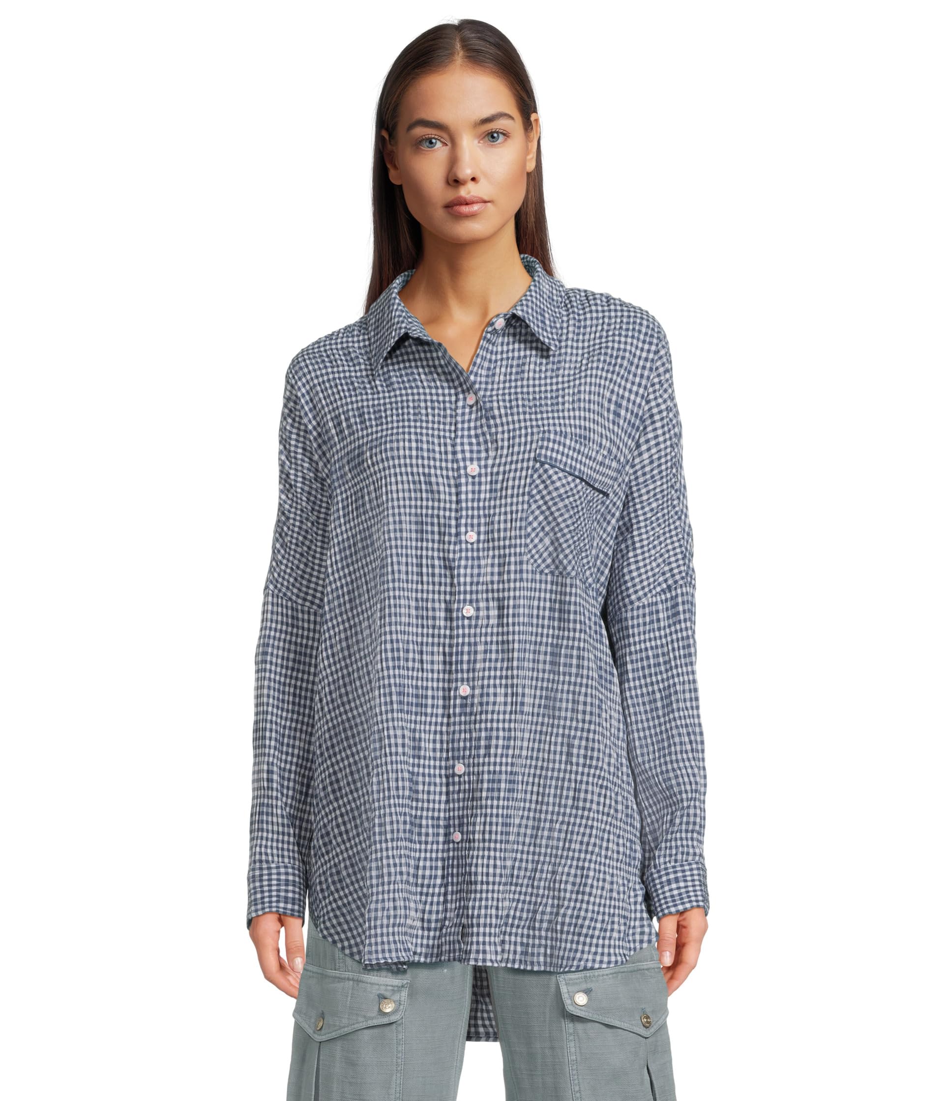

Рубашка Free People Cloud Ten Sleep Shirt, цвет Navy Combo