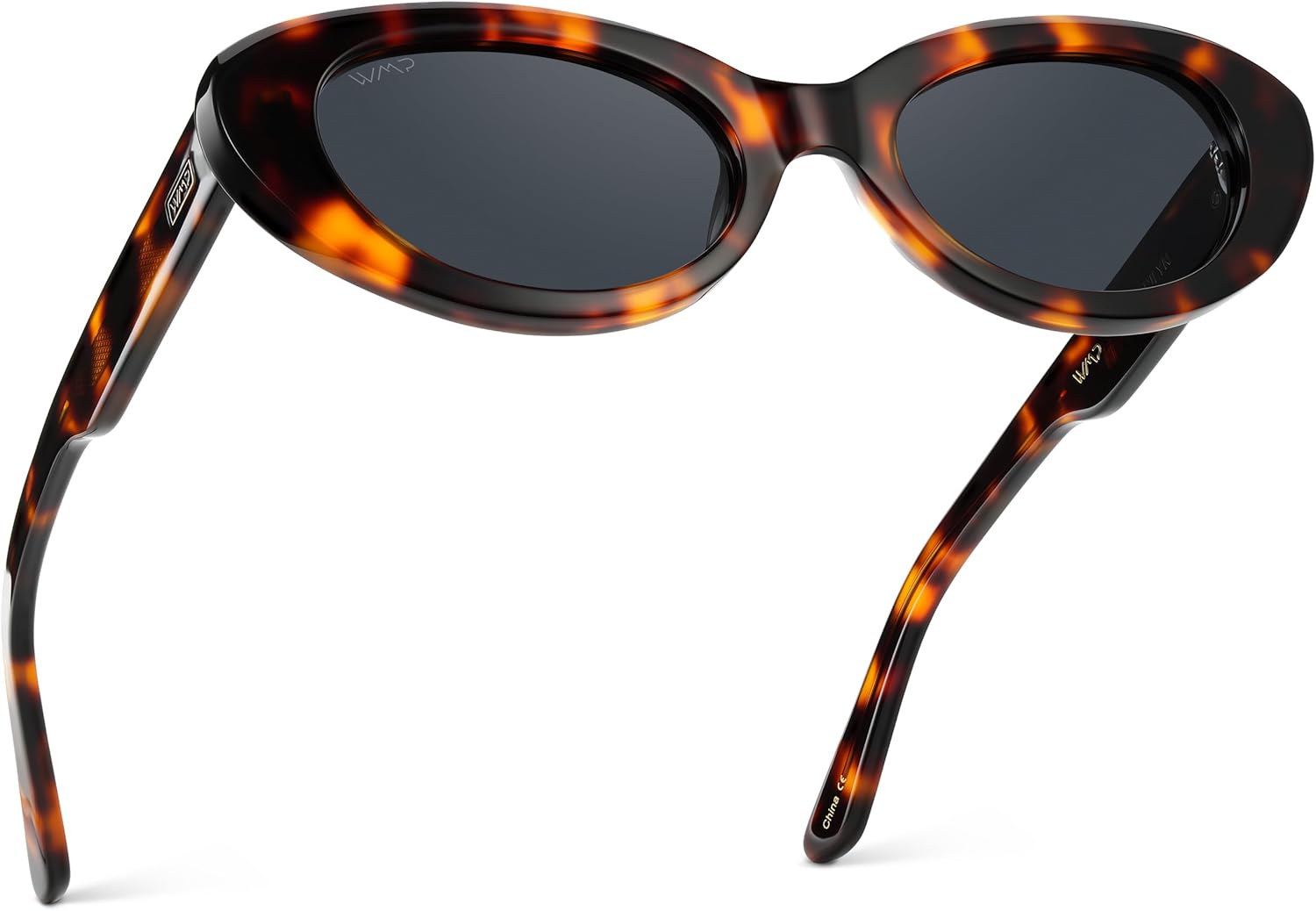 

WearMe Pro — Женские поляризованные солнцезащитные очки «кошачий глаз», овальные линзы, массивная закругленная оправа, 5-шарнирные застежки, дизайн с ручной полировкой, Brown Tortoise / Smoke Grey Lens