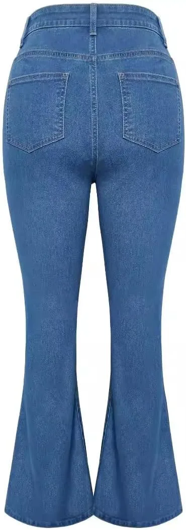 Женские джинсы Slim Fit с заклепками, зауженные к низу, High Waisted, Stretch, Plus Size — фото 2